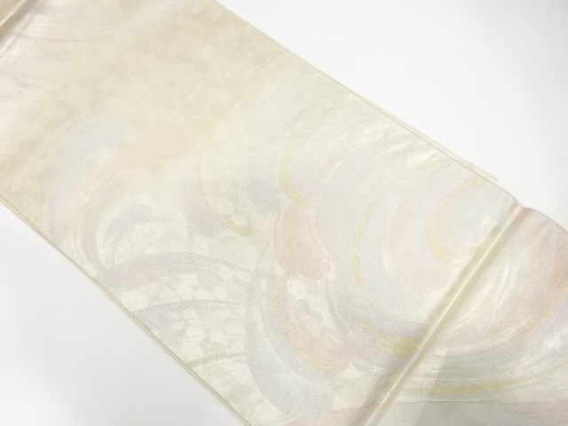 JAPANESE KIMONO / ANTIQUE FUKURO OBI / SILK / WOVEN ROUGH WAVE